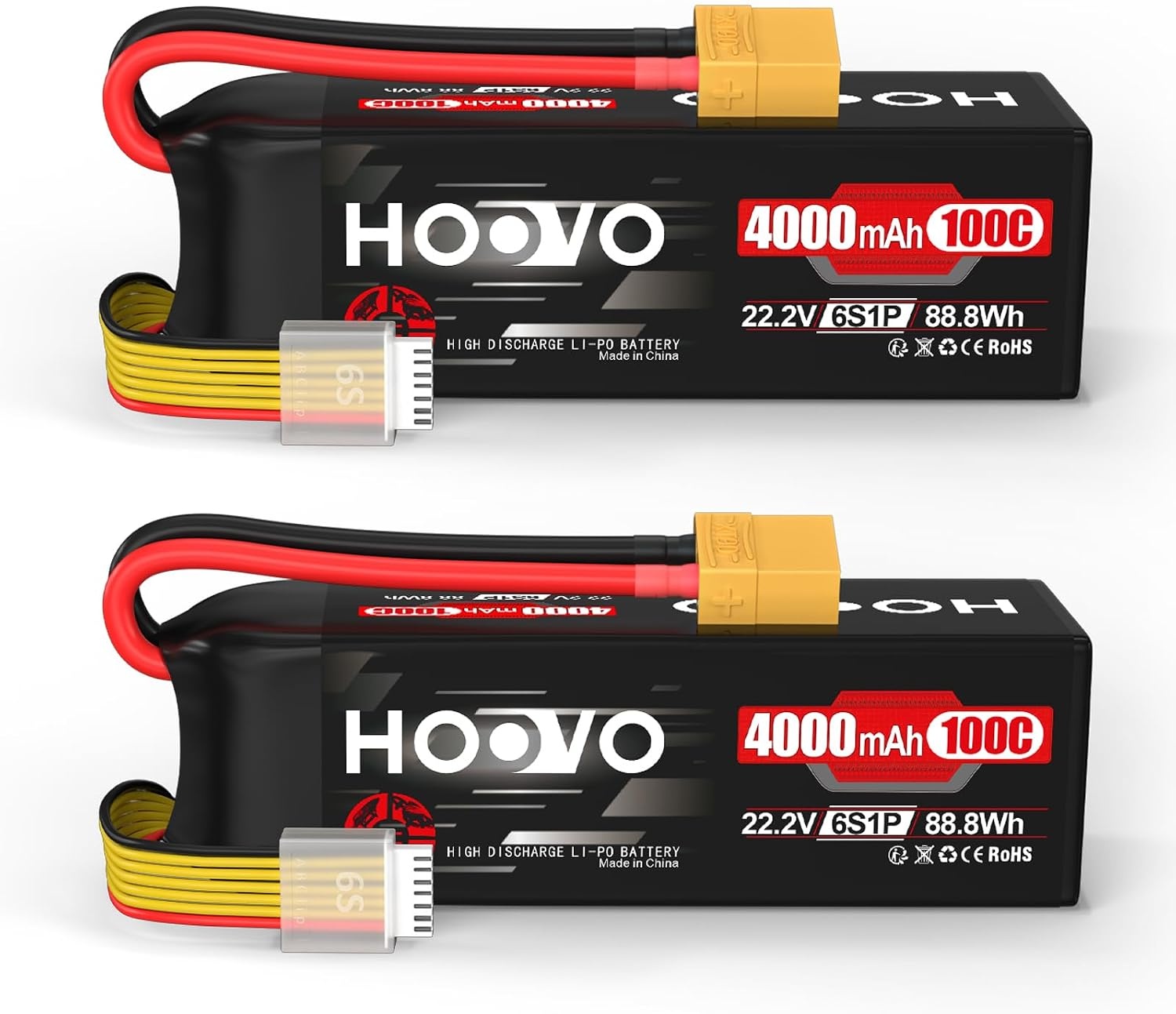2x 6S LiPo Accu 22.2V 4000mAh 100C XT90 Softcase - 30% Korting!