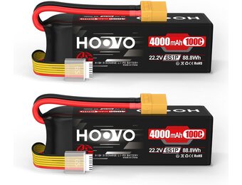 2x 6S LiPo Accu 22.2V 4000mAh 100C XT90 Softcase - 30% Korting!