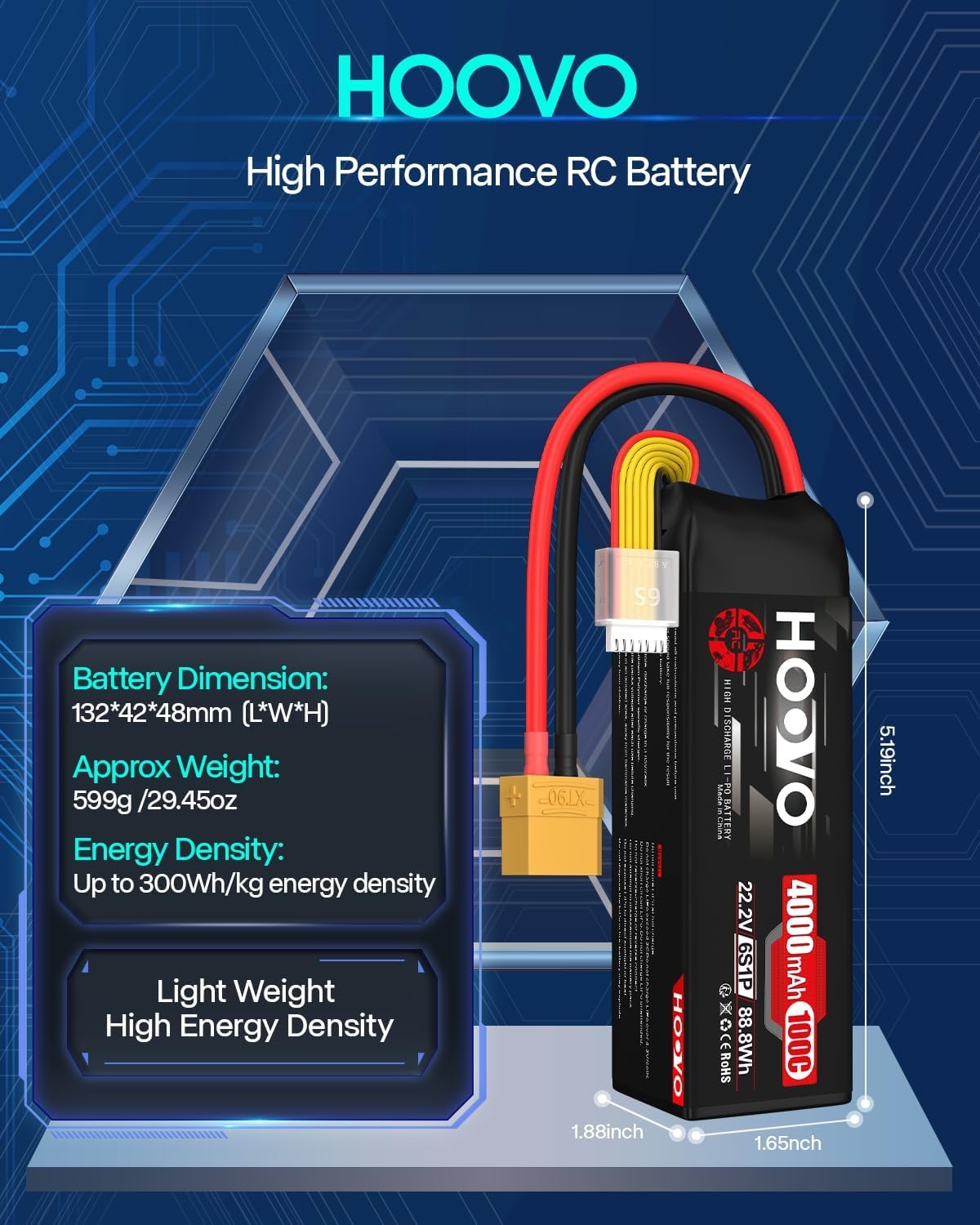 2x 6S LiPo Accu 22.2V 4000mAh 100C XT90 Softcase - 30% Korting!