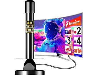 Binnen TV Antenne DVB-T2 4K Full HD met Versterker & Magnetische Voet - 27% Korting