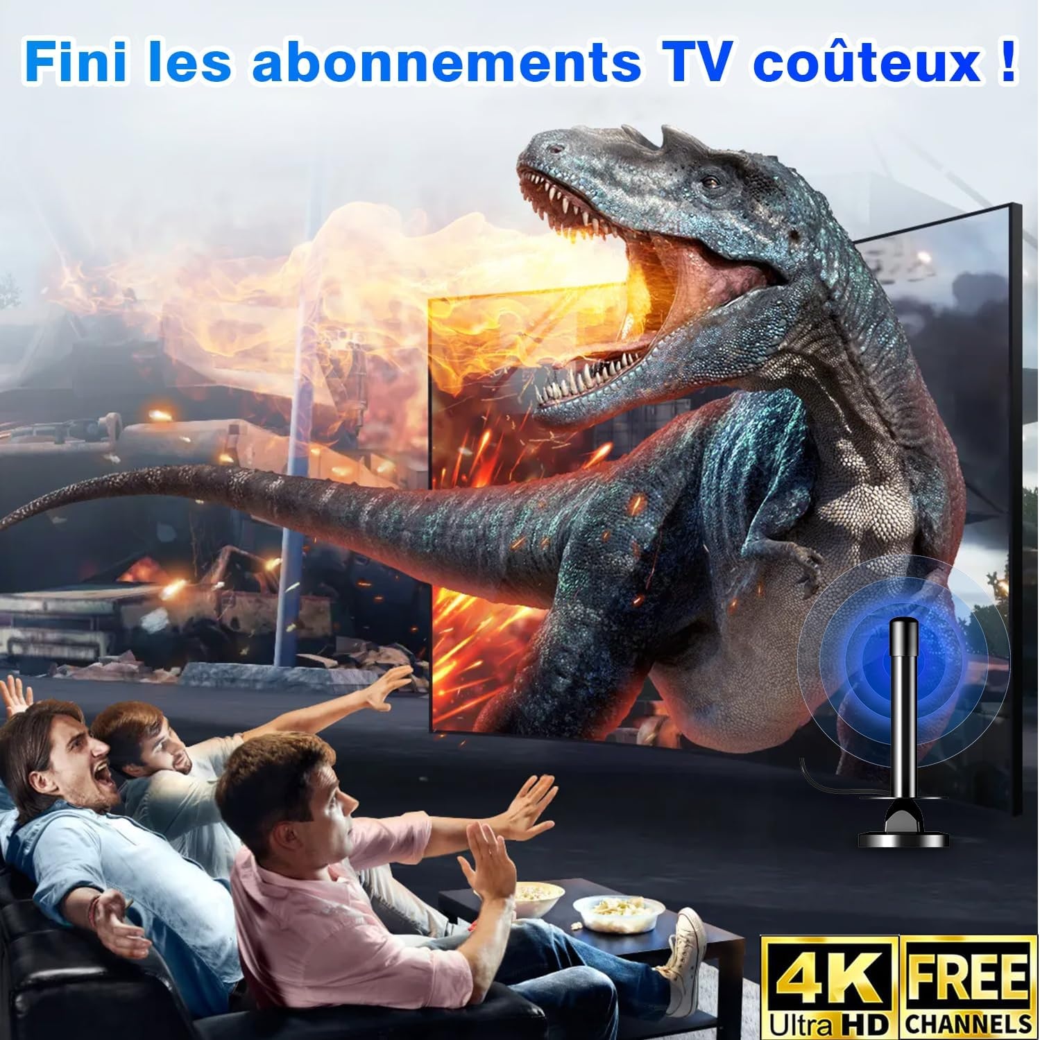 Binnen TV Antenne DVB-T2 4K Full HD met Versterker & Magnetische Voet - 27% Korting