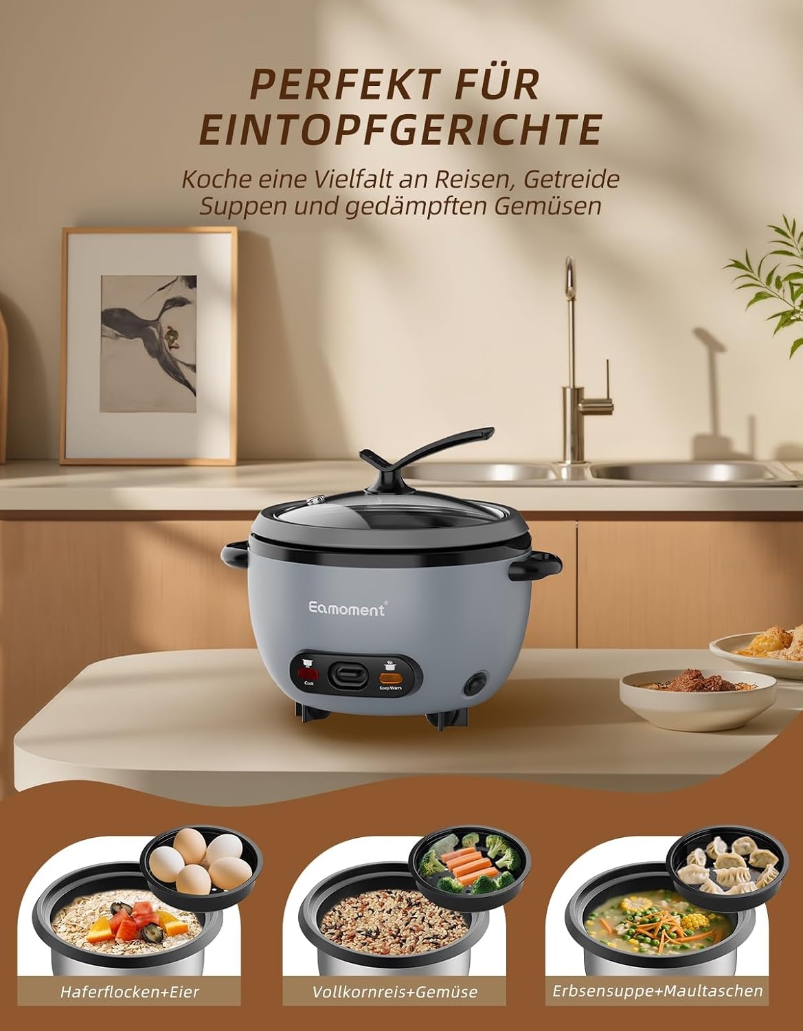 Rijstkoker 1L - 400W (1-5 pers.) met Stoomfunctie | 29% Korting