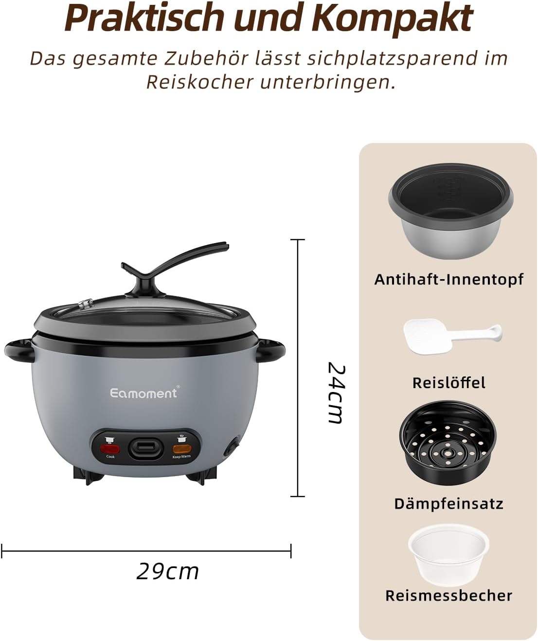 Rijstkoker 1L - 400W (1-5 pers.) met Stoomfunctie | 29% Korting