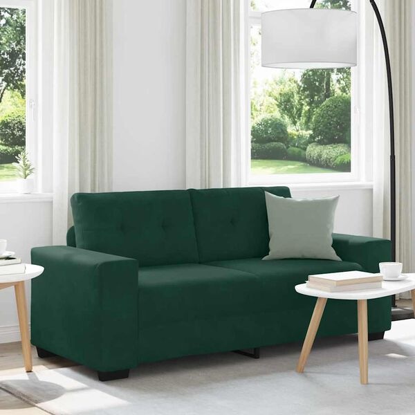 VidaXL Loveseat Sofa Donkergroen Fluweel - 60% Korting