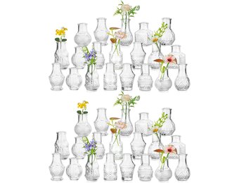 Glazen Mini Vazen Set (40 Stuks) - Vintage Decoratie