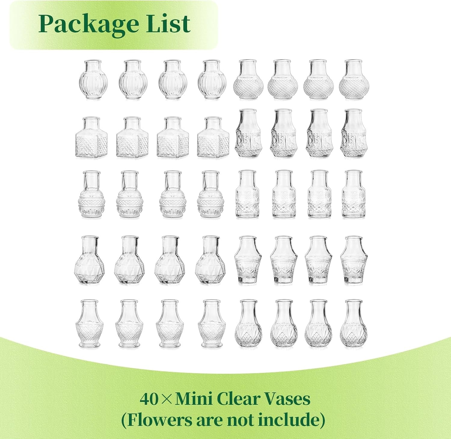 Glazen Mini Vazen Set (40 Stuks) - Vintage Decoratie