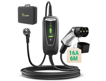 Draagbare EV Laadkabel Type 2 naar Schuko | 3.6kW | 6m | IP66 Waterdicht | 34% Korting