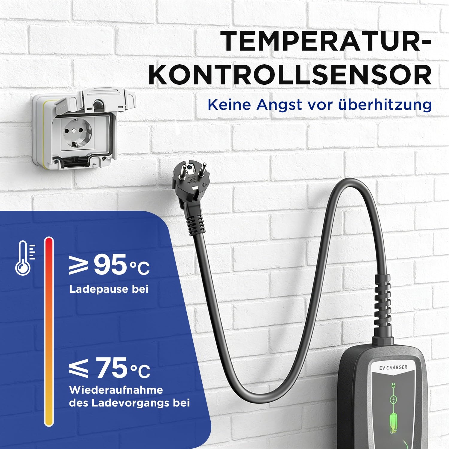 Draagbare EV Laadkabel Type 2 naar Schuko | 3.6kW | 6m | IP66 Waterdicht | 34% Korting