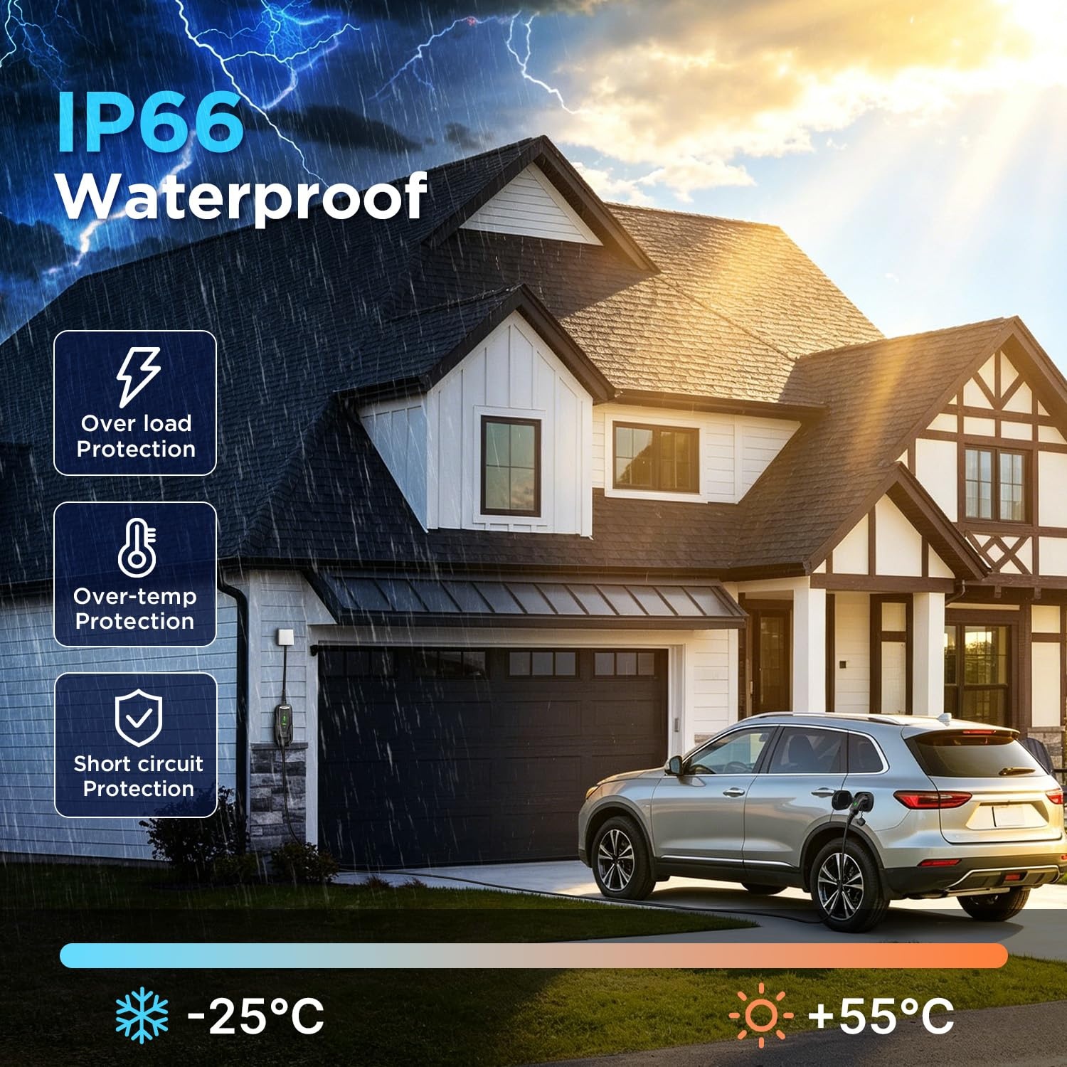 Draagbare EV Laadkabel Type 2 naar Schuko | 3.6kW | 6m | IP66 Waterdicht | 34% Korting