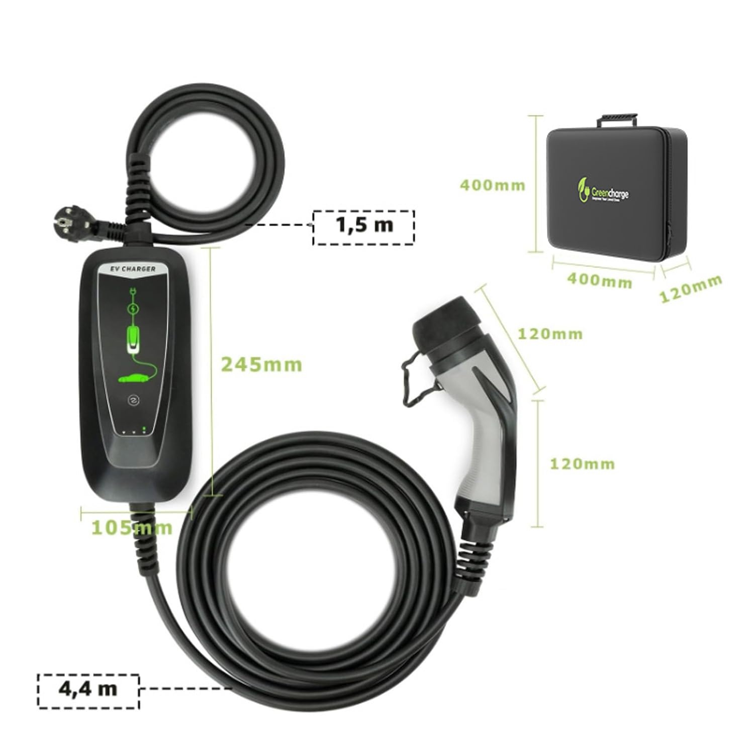 Draagbare EV Laadkabel Type 2 naar Schuko | 3.6kW | 6m | IP66 Waterdicht | 34% Korting