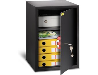 Kluis met Dubbelbaardslot: 50x35x35cm Zwart - 34% Korting!