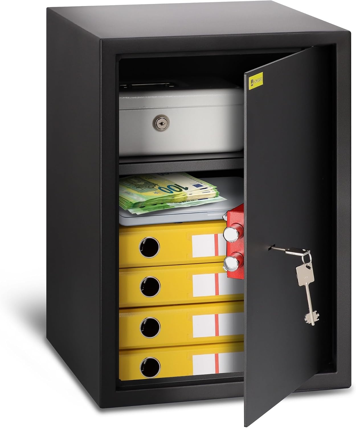 Kluis met Dubbelbaardslot: 50x35x35cm Zwart - 34% Korting!