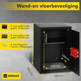 Kluis met Dubbelbaardslot: 50x35x35cm Zwart - 34% Korting!