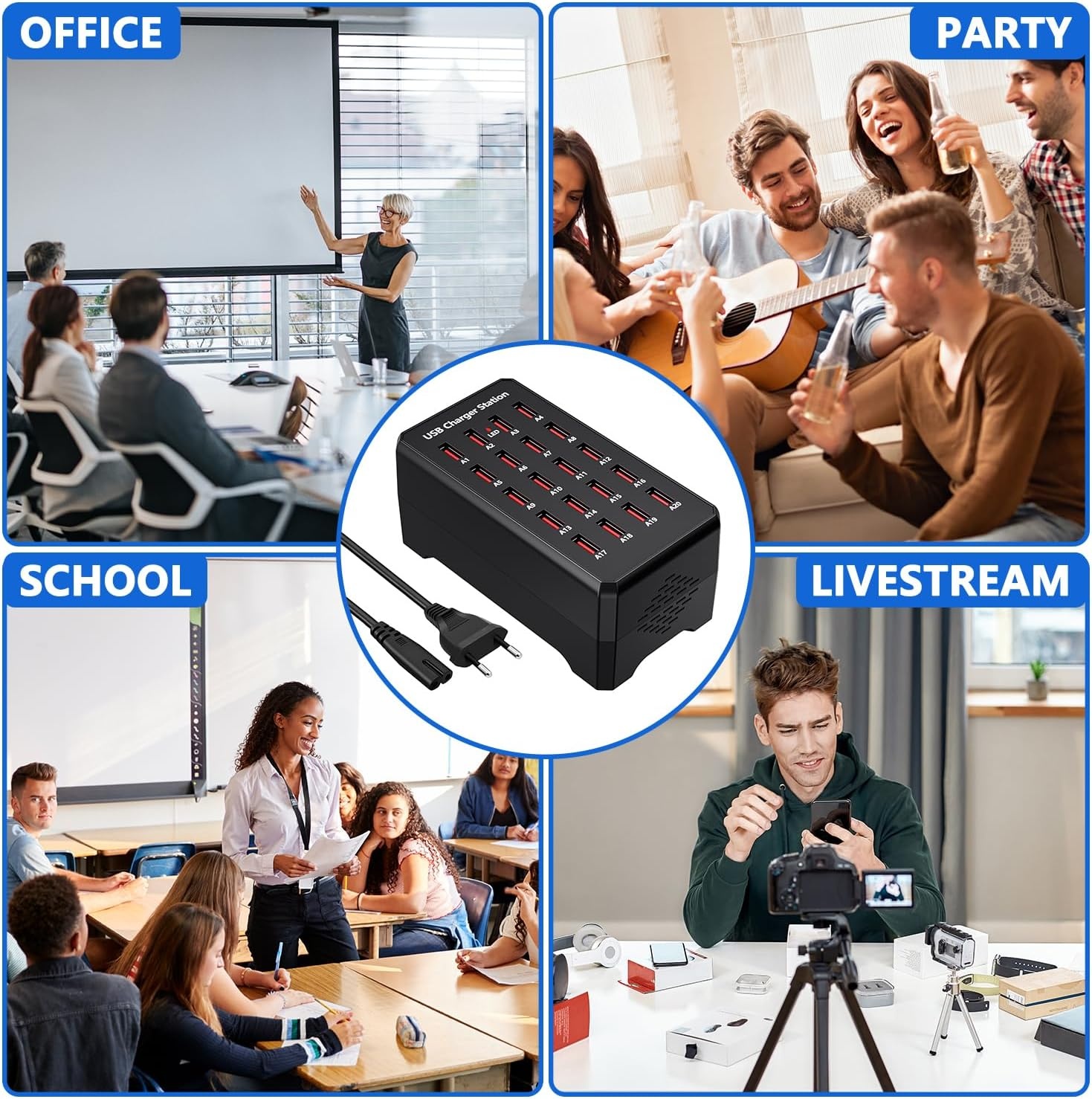 20-Poorts 100W USB Lader Hub met Korting
