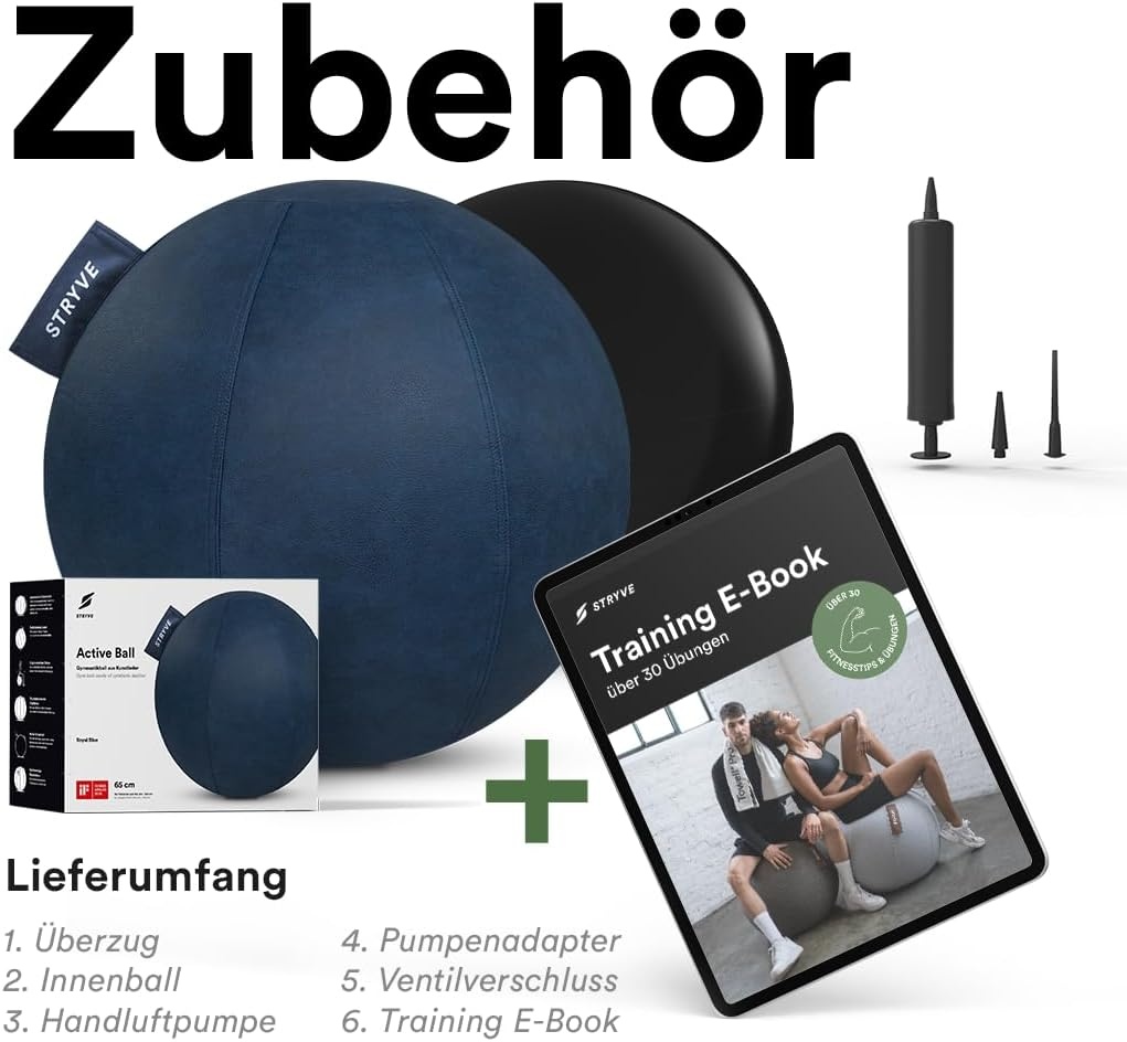 Fitnessbal 65 cm Royal Blue - Ergonomisch Zitten & Trainen met 35% Korting