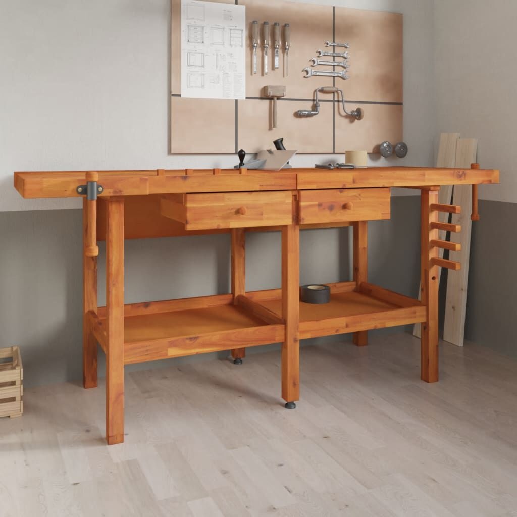 Werkbank met Lades & Bankschroef - Acaciahout (192x62x83 cm) - 55% Korting