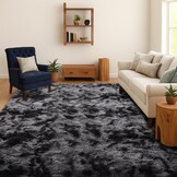 Hoogpolig Vloerkleed Donkergrijs Tie-Dye 140x200 cm - 34% Korting