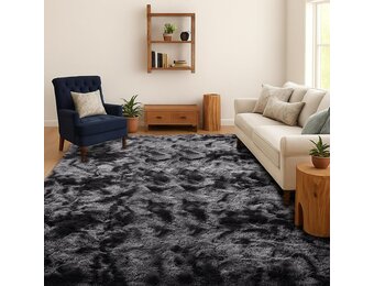 Hoogpolig Vloerkleed Donkergrijs Tie-Dye 140x200 cm - 34% Korting