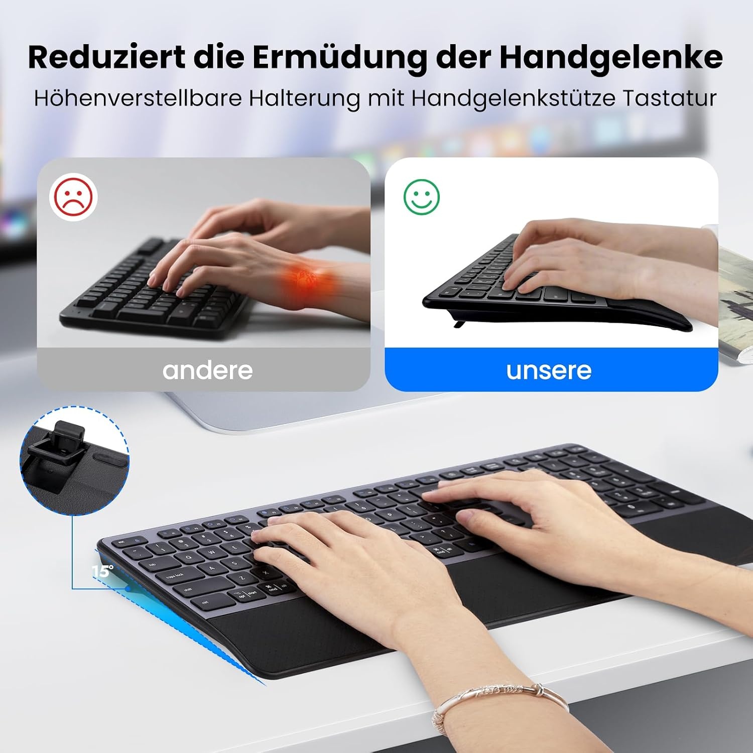 Draadloos Toetsenbord & Muis M9100 | Ergonomisch, Verlicht, Oplaadbaar | 60% Korting