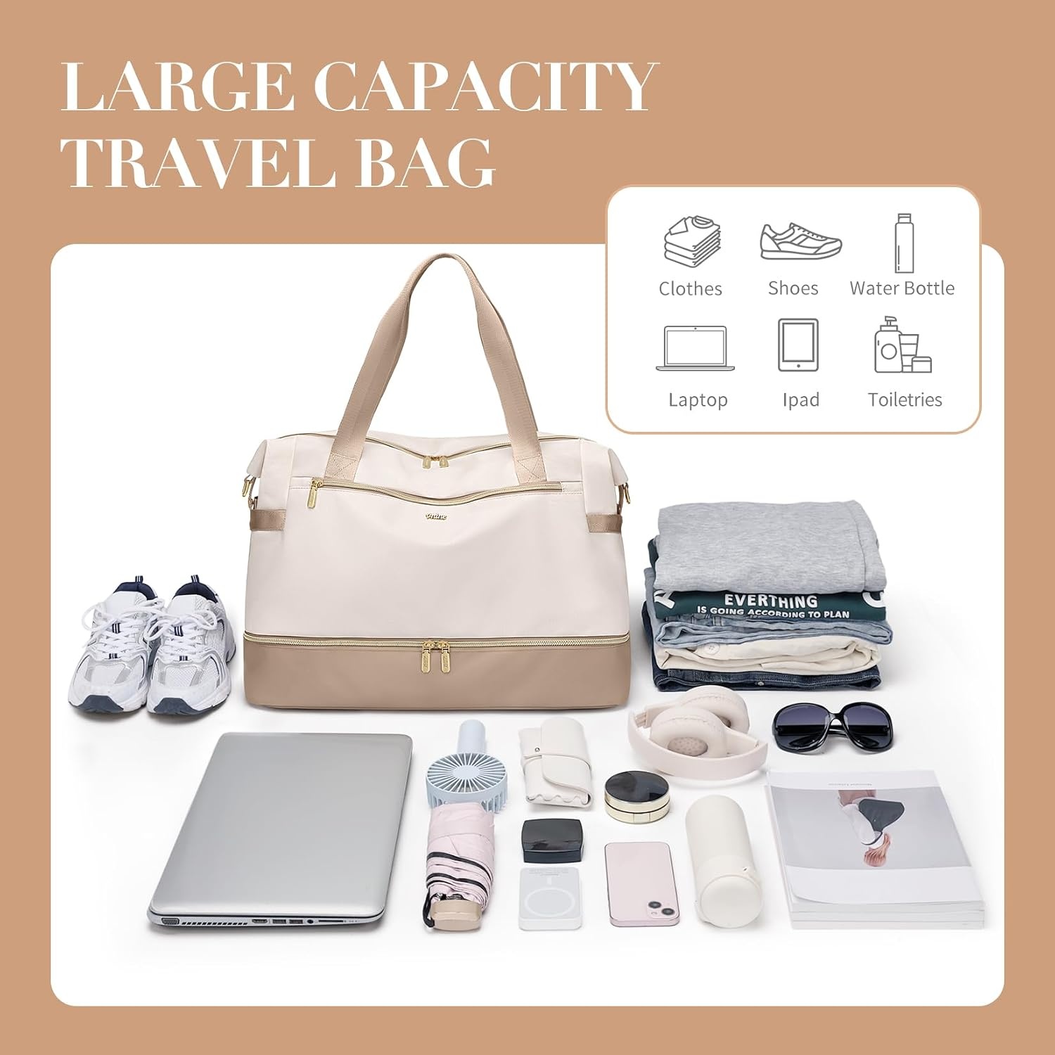 Waterdichte Duffle Bag Dames - Weekendtas met Schoenenvak & 34% Korting