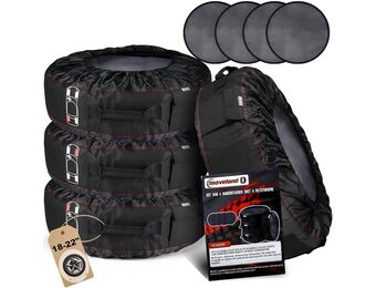 Bandentassen Set (4 stuks) voor 18-22 inch | 600D Textiel | Zwart/Rood | 34% Korting