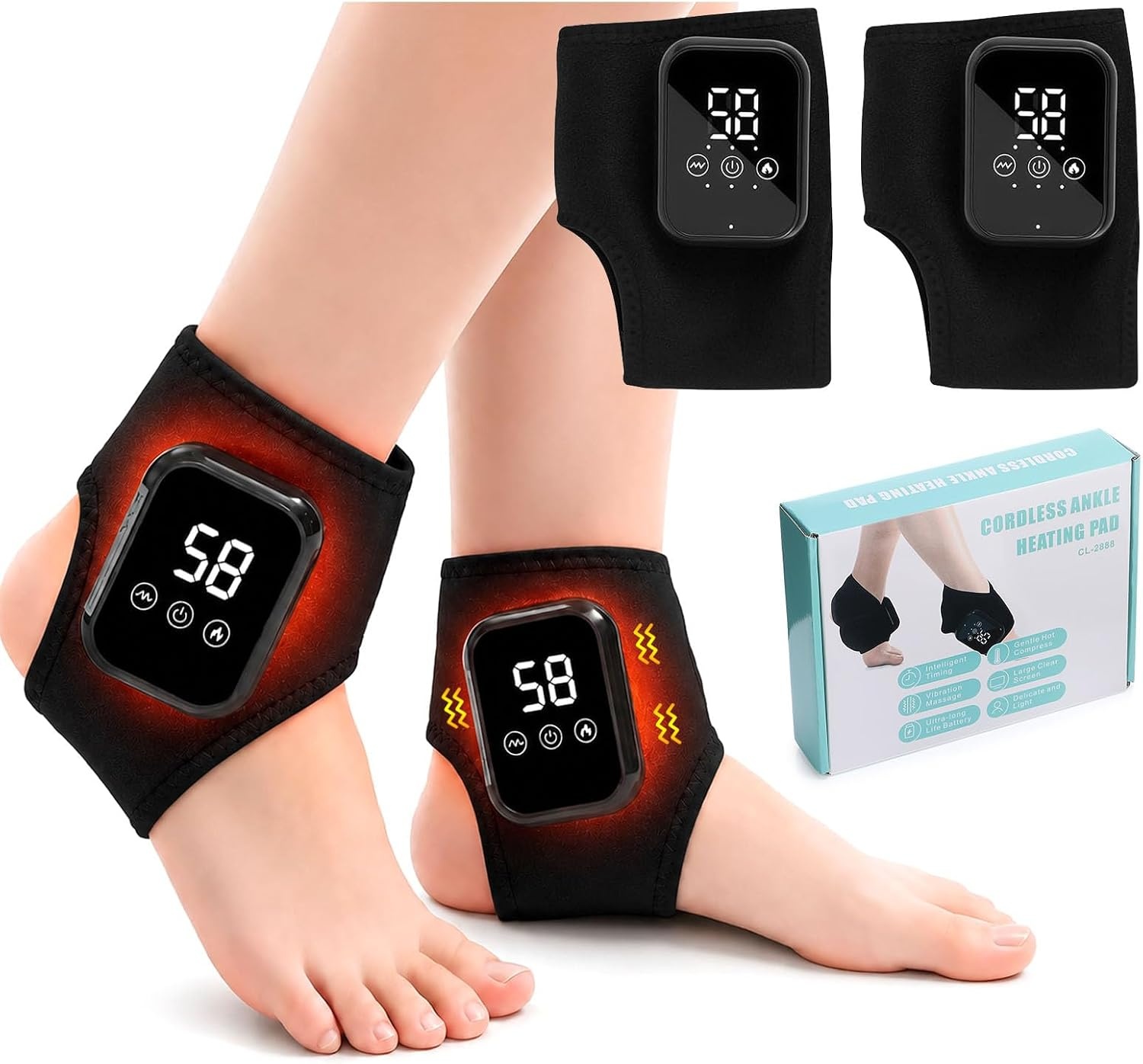 Draadloos Voet- & Enkelmassageapparaat | 3 Warmte- & Trillingsstanden | 33% Korting