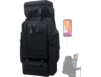 80L Outdoor Wandelrugzak - Waterdicht, Zwart, incl. Regenhoes - 33% Korting