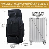 80L Outdoor Wandelrugzak - Waterdicht, Zwart, incl. Regenhoes - 33% Korting