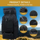 80L Outdoor Wandelrugzak - Waterdicht, Zwart, incl. Regenhoes - 33% Korting