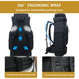80L Outdoor Wandelrugzak - Waterdicht, Zwart, incl. Regenhoes - 33% Korting