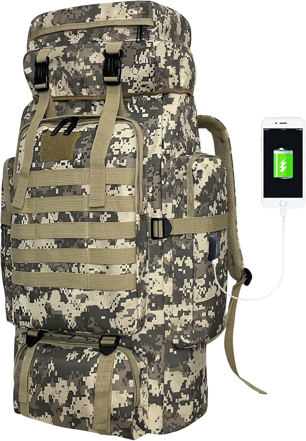 80L Outdoor Wandelrugzak - Waterdicht, Zwart, incl. Regenhoes - 33% Korting