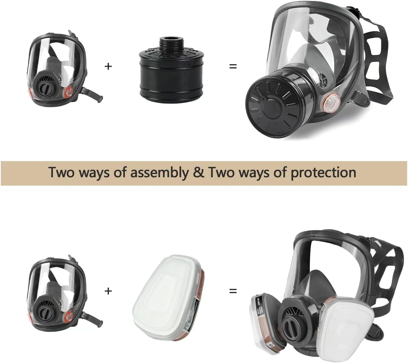 Gasmasker Volgelaatsmasker met 40mm Koolstoffilter - Nukleair & Chemisch
