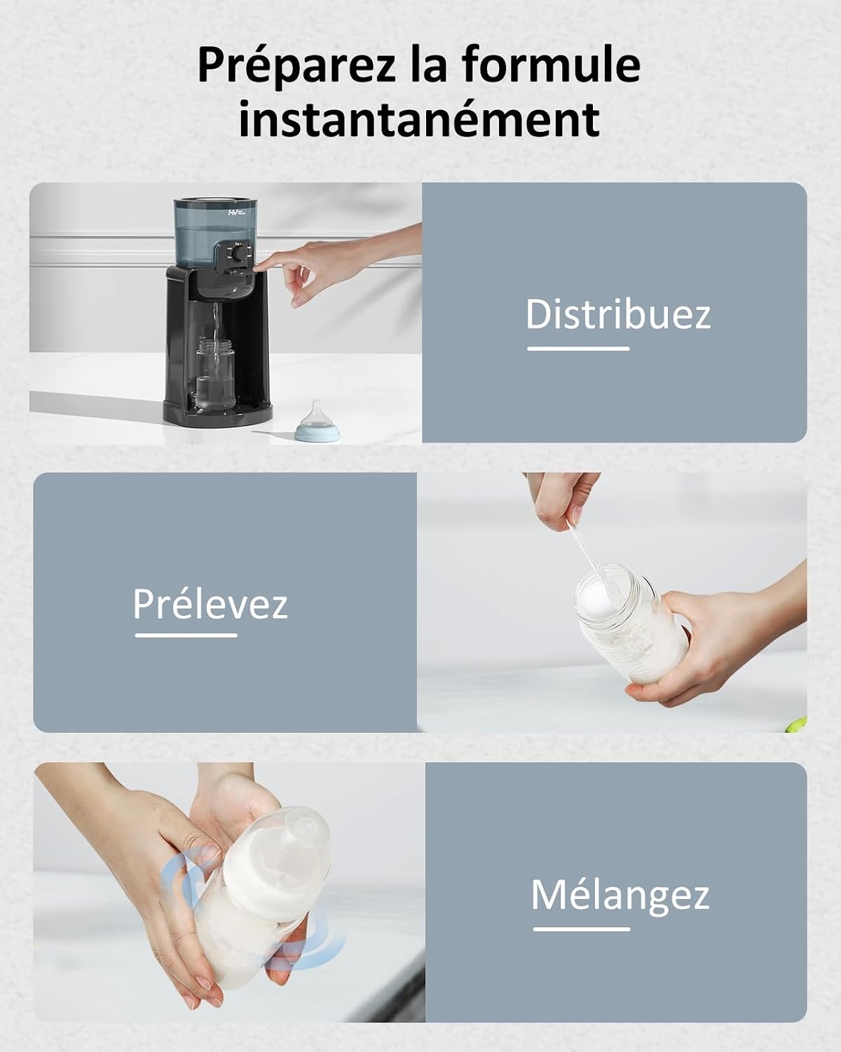 Flessenmaker voor baby's, flessenwarmer voor baby's, instant warmer, waterdispenser voor onmiddellijke productie van formuleflessen, 4 temperaturen, 72 uur smart thermostaat, warmwaterdispenser, zwart