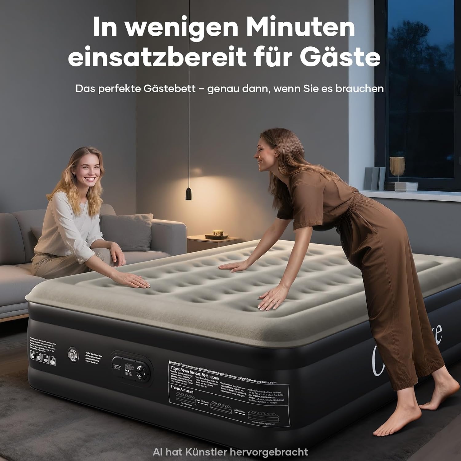 OlarHike Luchtmatras, zelfopblazend, luchtbed, logeerbed, opblaasbaar matras, tent, bank, luchtbed voor 2 personen, zelfopblaasbaar luchtmatras voor camping of thuisgebruik, 200 x 140 x 46 cm