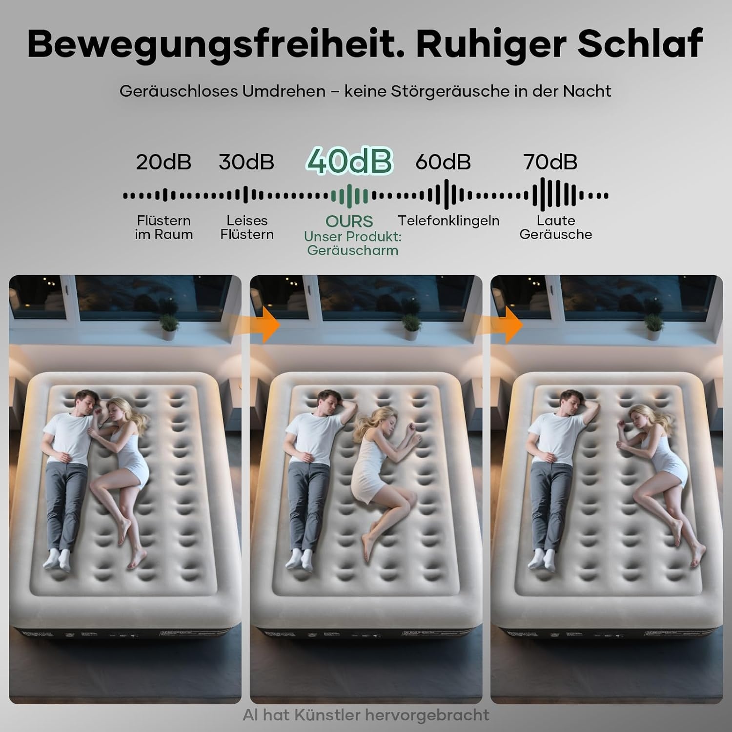 OlarHike Luchtmatras, zelfopblazend, luchtbed, logeerbed, opblaasbaar matras, tent, bank, luchtbed voor 2 personen, zelfopblaasbaar luchtmatras voor camping of thuisgebruik, 200 x 140 x 46 cm