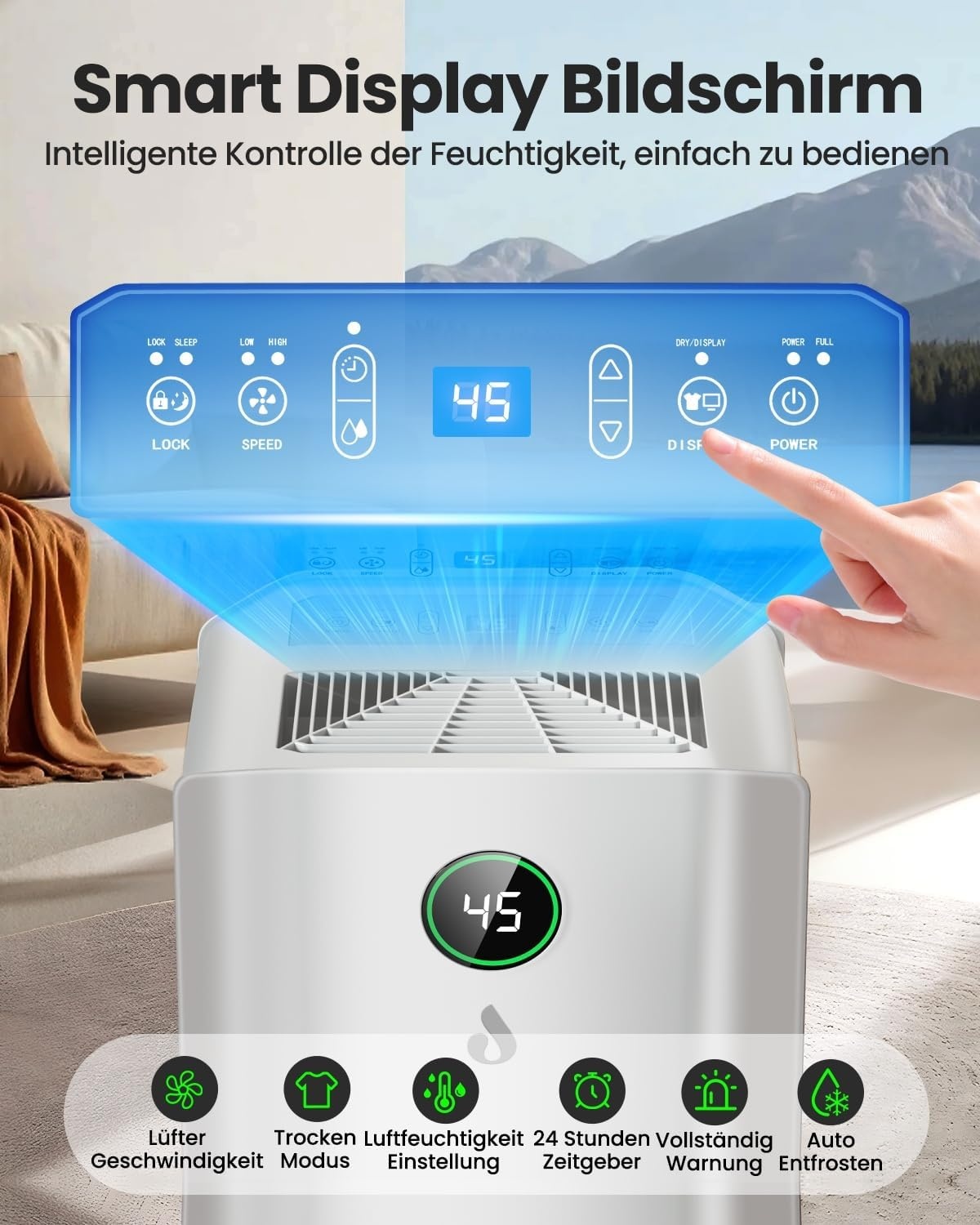 Luchtontvochtiger 20L/dag met Timer & Stille Modus - 29% Korting