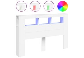 Hoofdeinde met LED 160cm Wit Bewerkt Hout - 59% Korting!