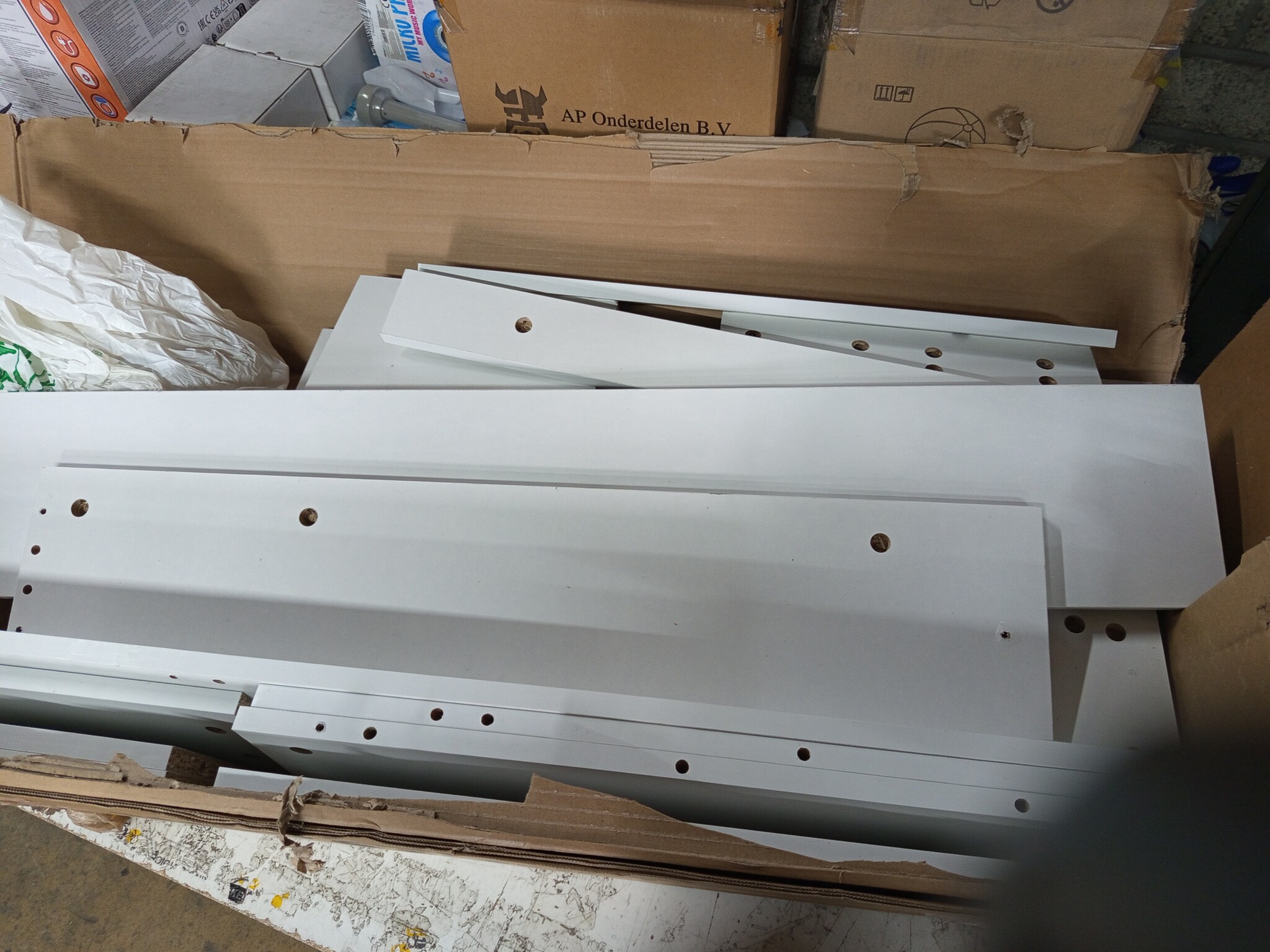 Hoofdeinde met LED (160cm) - Bewerkt Hout Wit - 54% Korting