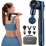 NAPRE Opvouwbaar massagepistool met verlenghandvat en 5 verstelbare hoeken, diepe weefselrugmassage voor nek/lichaamspijnverlichting, handheld percussie-spierstimulator, 32 snelheden, 6 hoofden en
