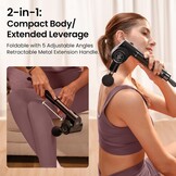 NAPRE Opvouwbaar massagepistool met verlenghandvat en 5 verstelbare hoeken, diepe weefselrugmassage voor nek/lichaamspijnverlichting, handheld percussie-spierstimulator, 32 snelheden, 6 hoofden en