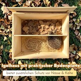 Groot egelhuis met klep voor ratten en labyrint-ingang, houten egelhotel, weerbestendig en kattenbestendig, voor winterslaap en zomerschuilplaats, 26 x 30 x 37 cm (h x b x d)