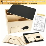 Groot egelhuis met klep voor ratten en labyrint-ingang, houten egelhotel, weerbestendig en kattenbestendig, voor winterslaap en zomerschuilplaats, 26 x 30 x 37 cm (h x b x d)