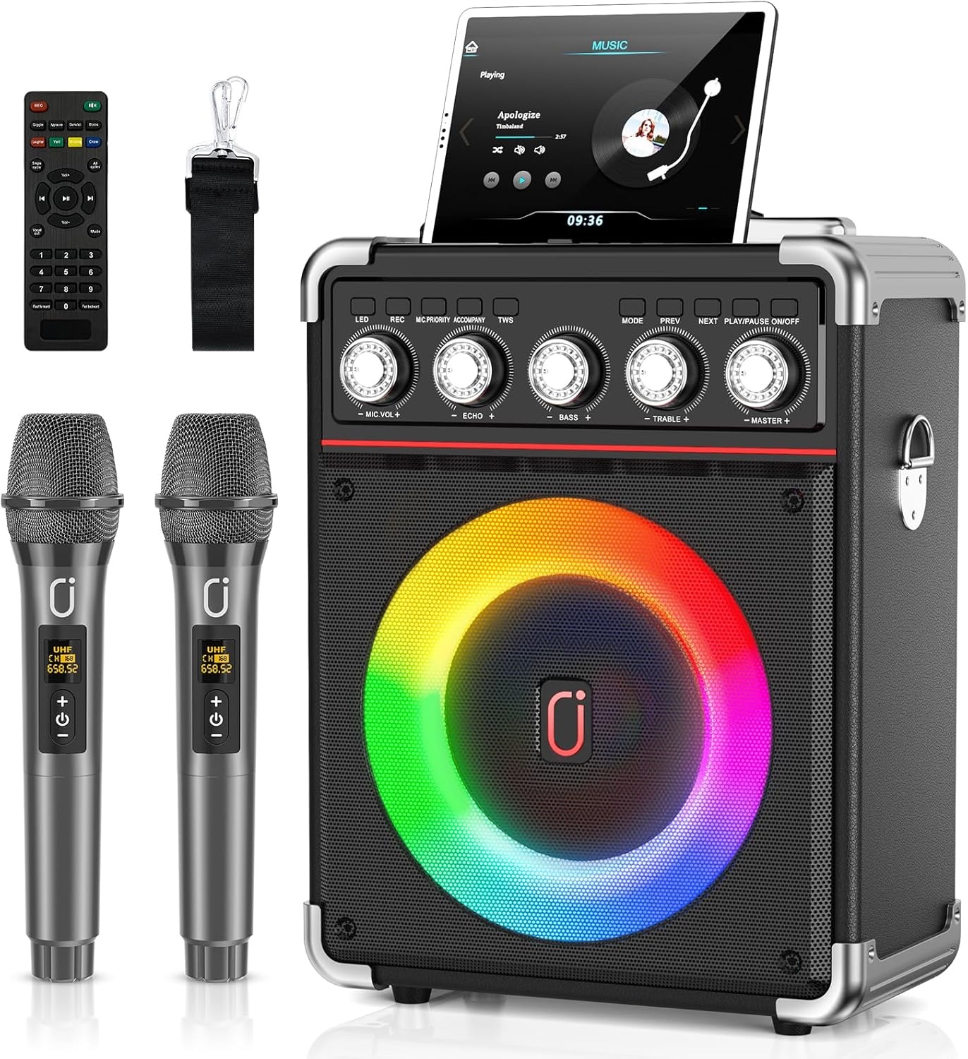 Draagbaar Karaoke Systeem met 2 Microfoons & 100W RMS - 30% Korting