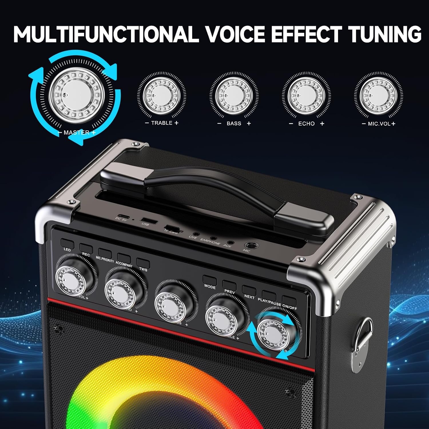 Draagbaar Karaoke Systeem met 2 Microfoons & 100W RMS - 30% Korting