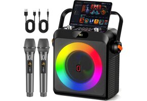 Draagbaar Karaoke Systeem met 2 Microfoons & DJ-lampjes (36% Korting)