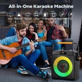 JYX Karaoke met 2 microfoons, bluetooth-luidsprekers en dj-lampjes voor volwassenen en kinderen, PA-systeem met microfoon, karaoke, draagbaar, voor feestjes thuis, buiten