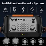 JYX Karaoke met 2 microfoons, bluetooth-luidsprekers en dj-lampjes voor volwassenen en kinderen, PA-systeem met microfoon, karaoke, draagbaar, voor feestjes thuis, buiten