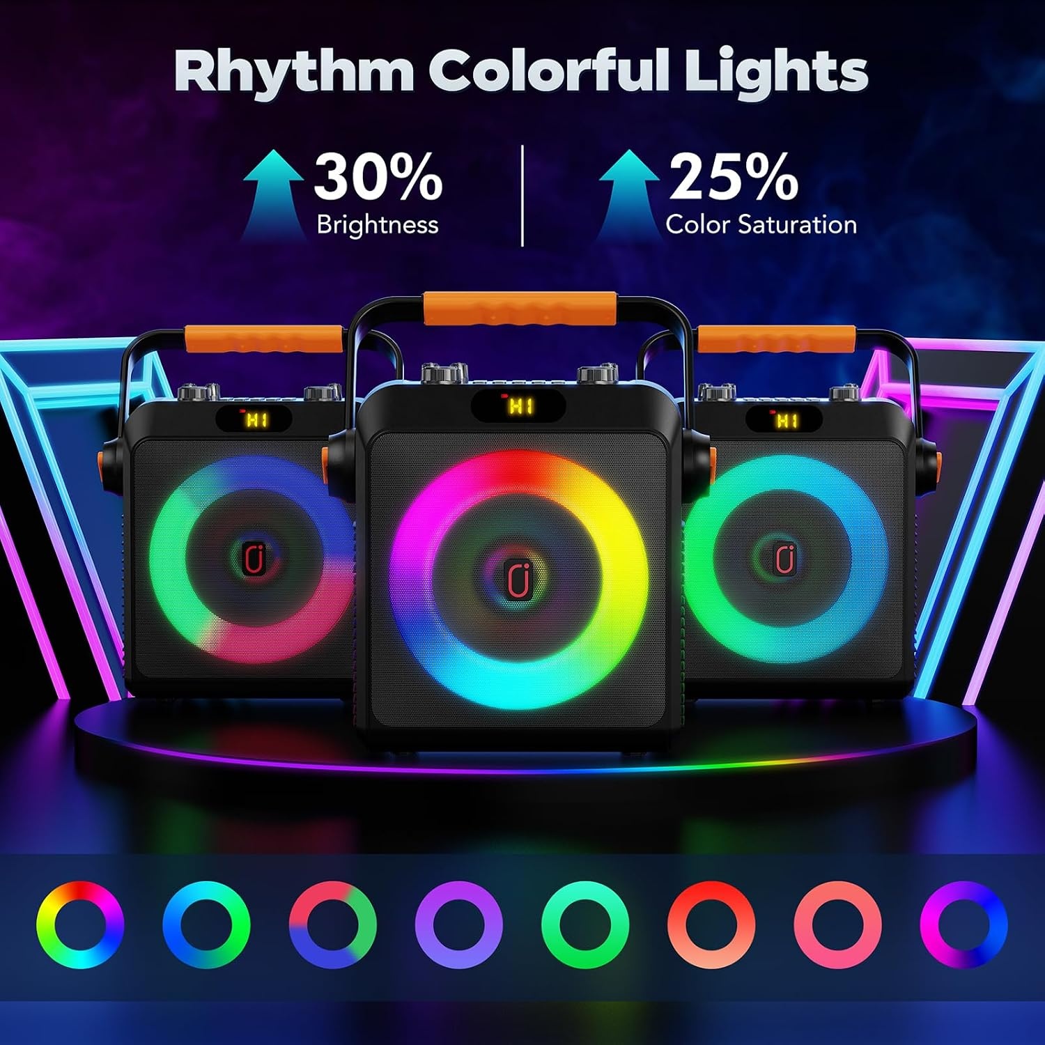 JYX Karaoke met 2 microfoons, bluetooth-luidsprekers en dj-lampjes voor volwassenen en kinderen, PA-systeem met microfoon, karaoke, draagbaar, voor feestjes thuis, buiten