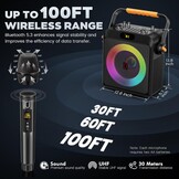 JYX Karaoke met 2 microfoons, bluetooth-luidsprekers en dj-lampjes voor volwassenen en kinderen, PA-systeem met microfoon, karaoke, draagbaar, voor feestjes thuis, buiten