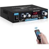 Bluetooth HiFi Versterker AS-22 2.0 Kanalen Mini Stereo Audio Versterker 40W x 2 Klasse D Digitale Vermogensversterker Ontvanger met BT AUX USB-ingang, DC 12V/5A